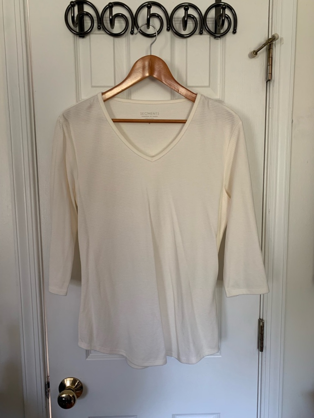 Seg’Ments Off White Stitch Stripe Long Sleeve Top